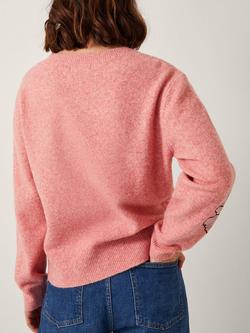 Monsoon Abi Floral Appliqué Jumper, Pink - view 2, Pink