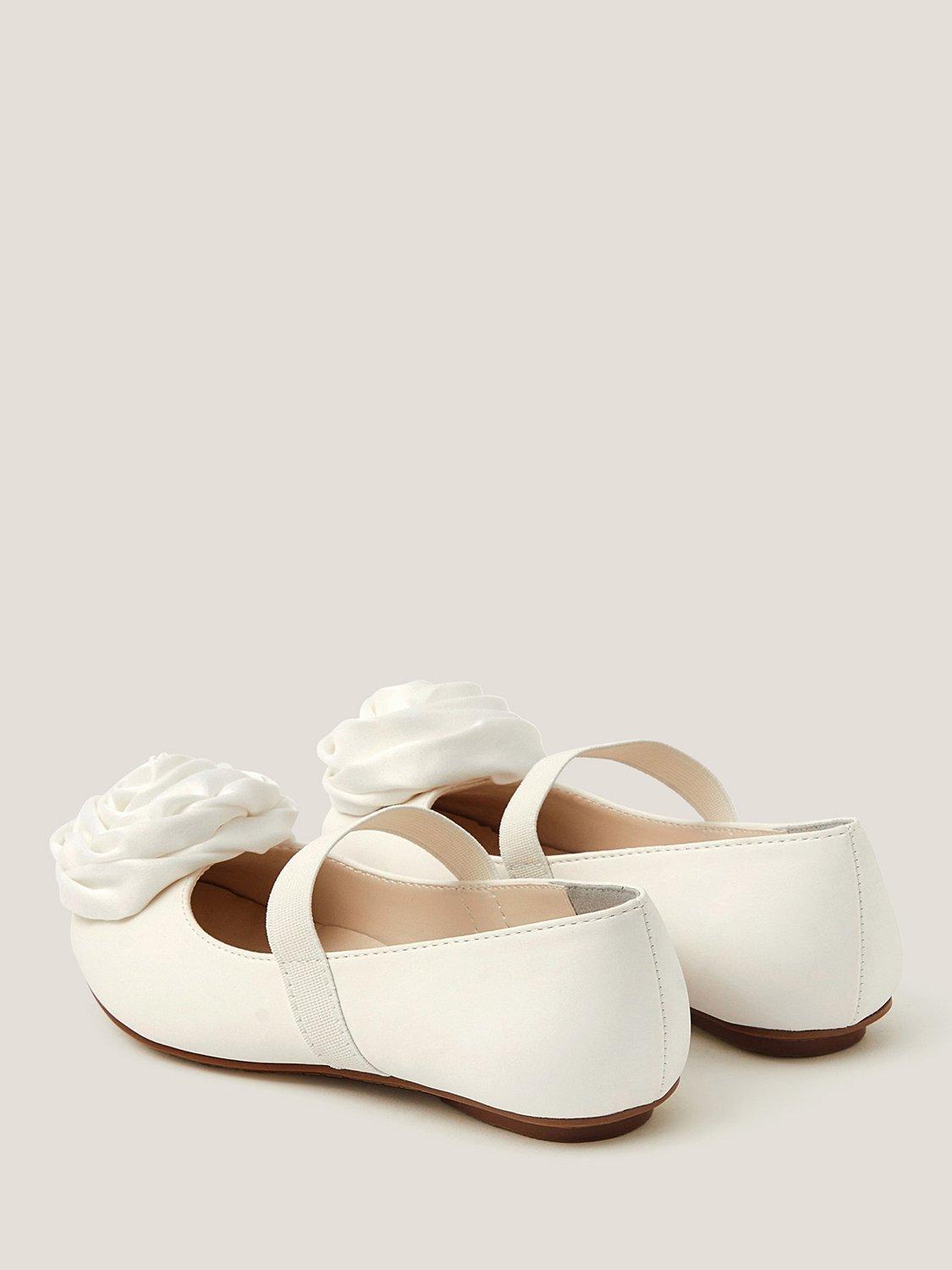 Product image 3 of 3, which shows Monsoon Kids' Rosette Ballet Shoes, Ivory, 7 Jnr