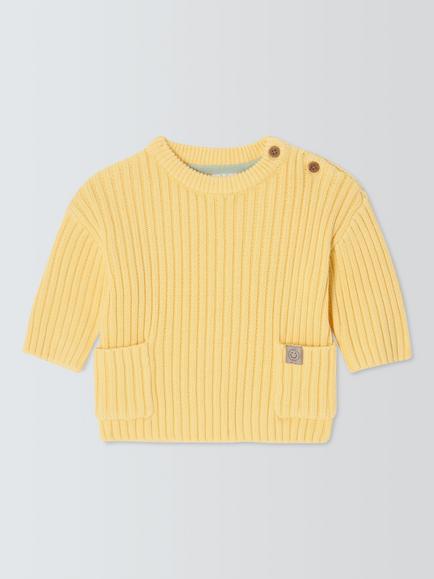John Lewis Baby Rib Jumper, Yellow, Yellow