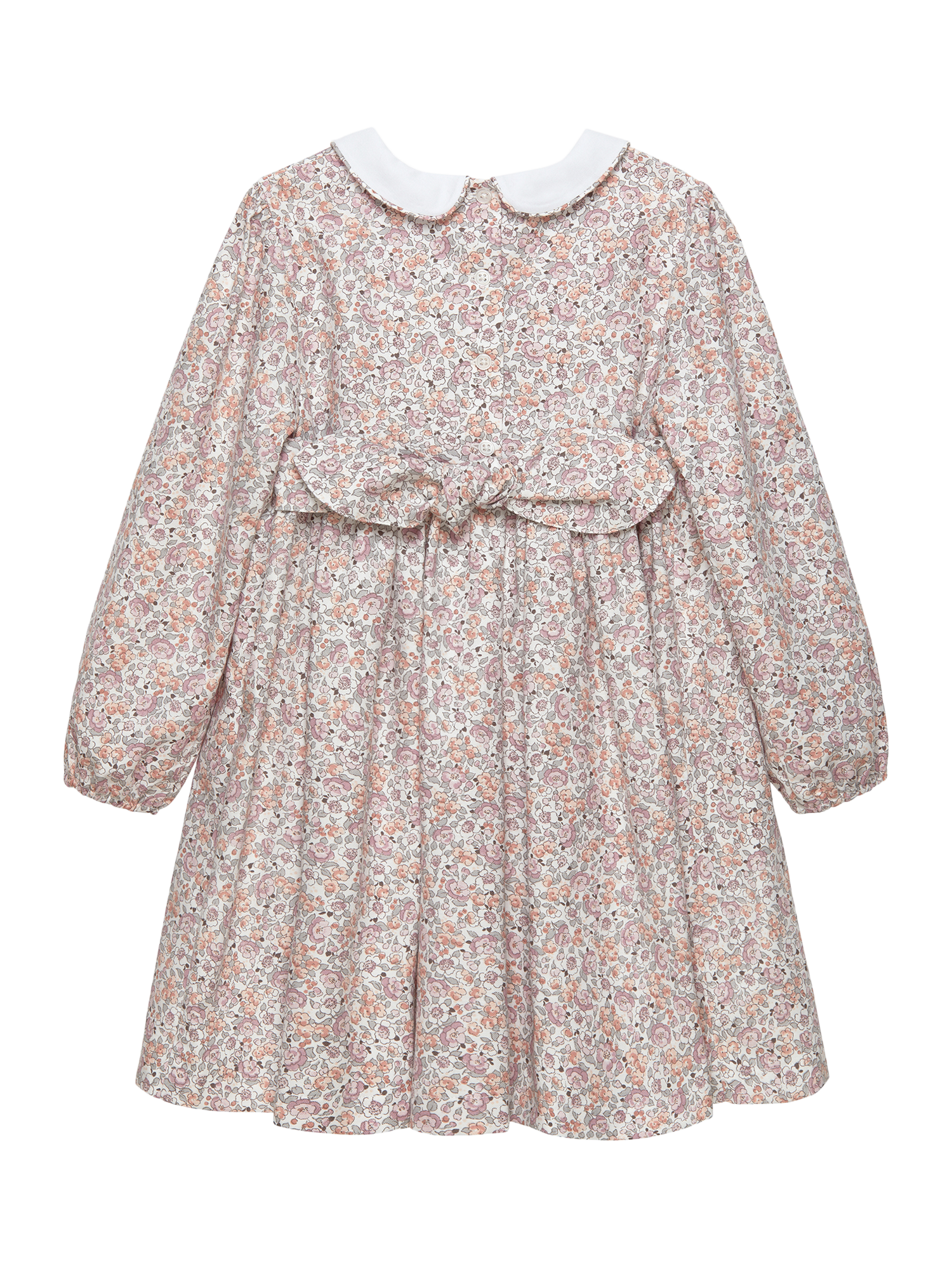 Trotters Kids' Bella Cotton Long Sleeved Smocked Dress, Pink Floral