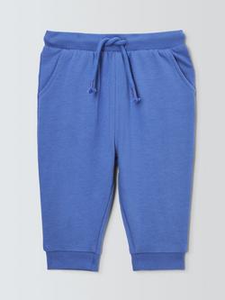 John Lewis Baby Cotton Joggers, Blue, Blue