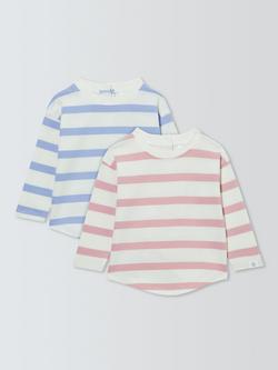John Lewis Baby Stripe Long Sleeve Top, Pack of 2, Multi, Multi
