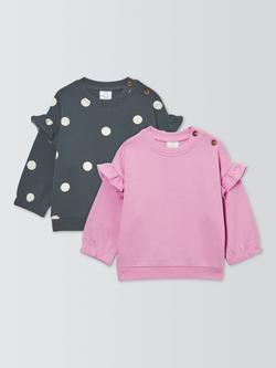 John Lewis Baby Frill Sweaters, Pack of 2, Pink, Pink
