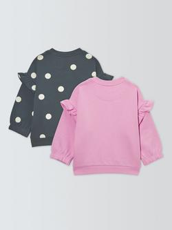 John Lewis Baby Frill Sweaters, Pack of 2, Pink - view 2, Pink