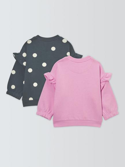 John Lewis Baby Frill Sweaters, Pack of 2, Pink - view 2, Pink