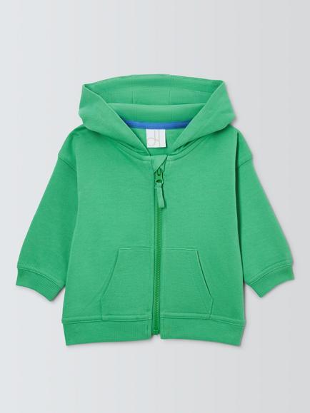 John Lewis Baby Zip-Up Hoodie, Green, Green