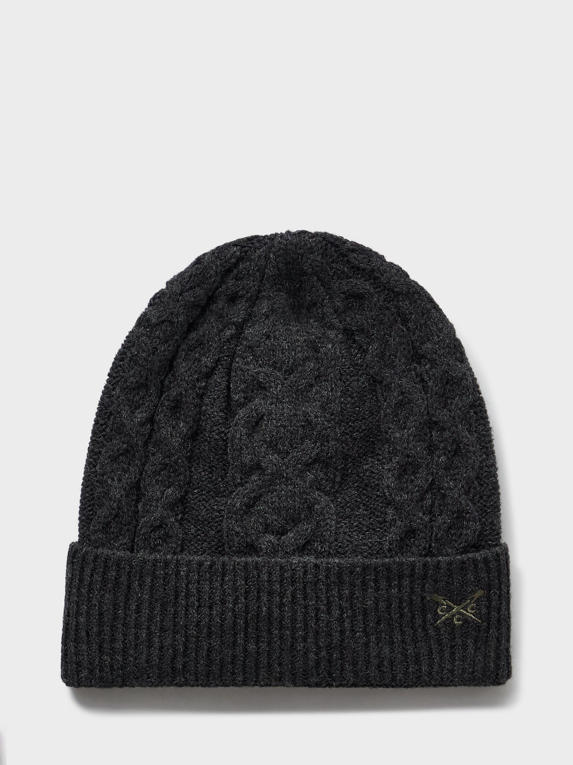Product image 1 of 2, which shows Crew Clothing Cable Knit Beanie, Charcoal Grey, One Size
