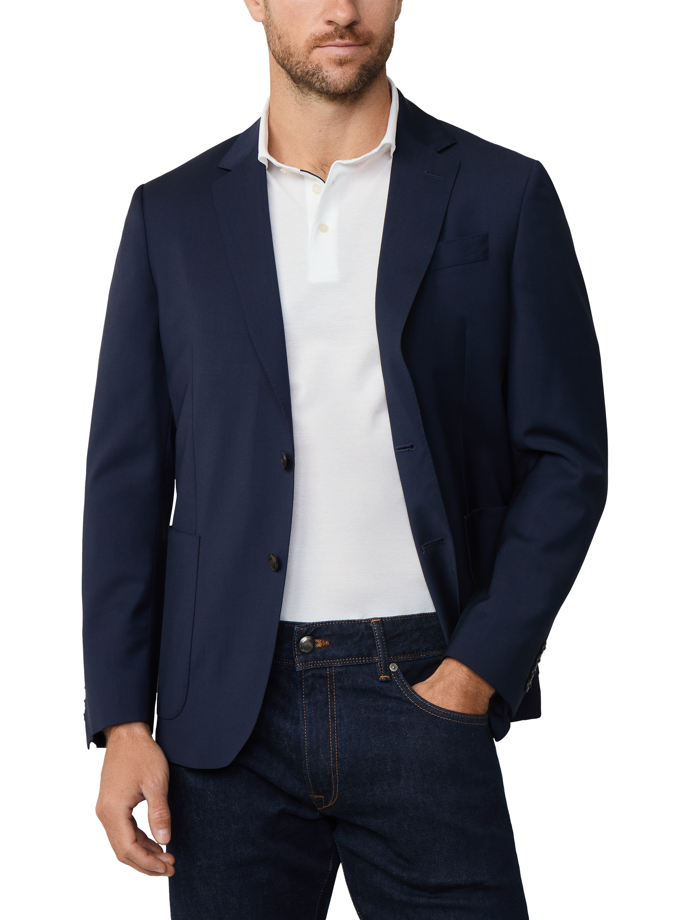Product image 1 of 8, which shows Hackett London Single Breasted Wool Blazer, Navy, 36