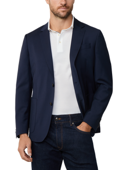Hackett London Single Breasted Wool Blazer, Navy