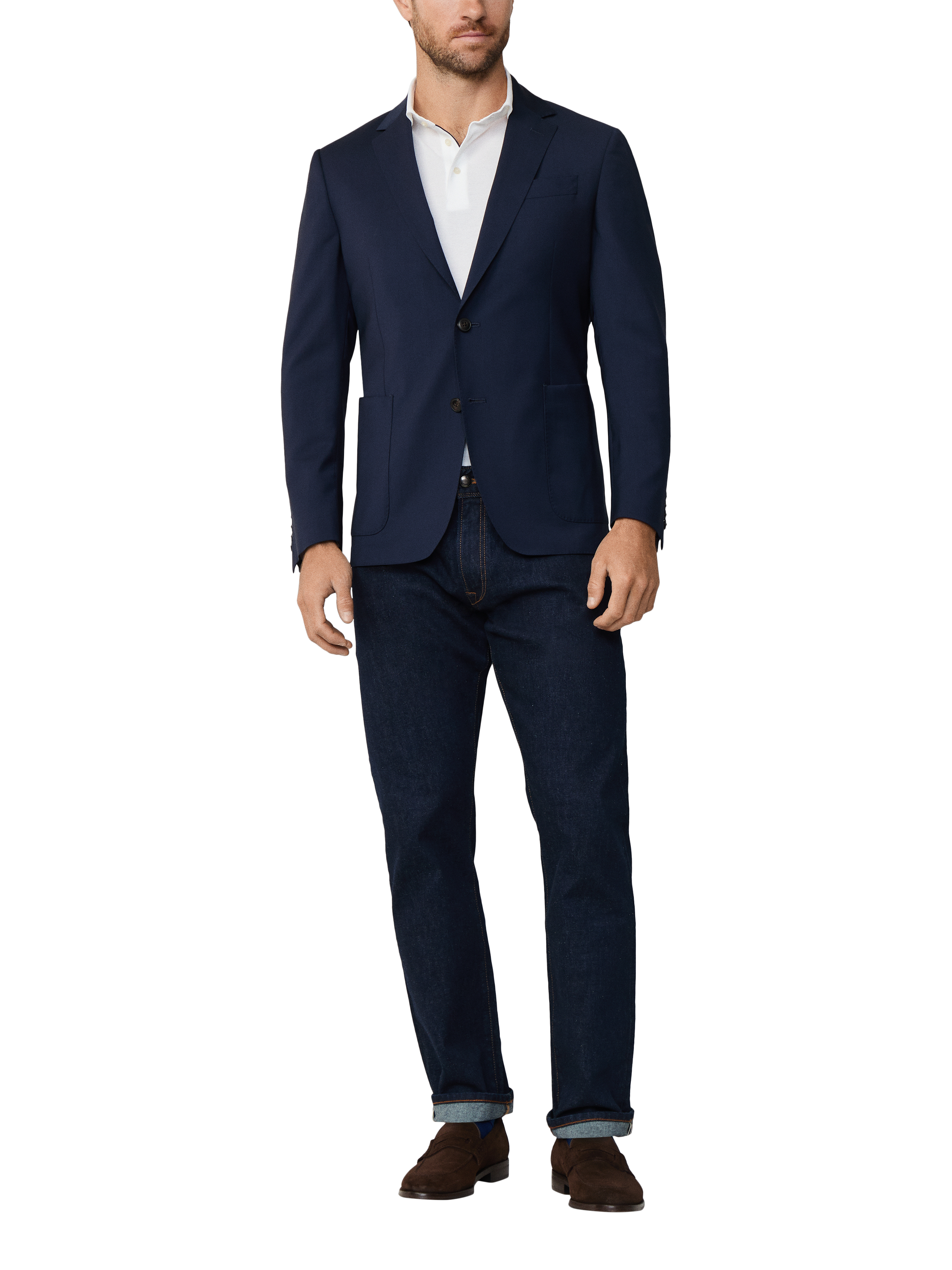 Product image 2 of 8, which shows Hackett London Single Breasted Wool Blazer, Navy, 36