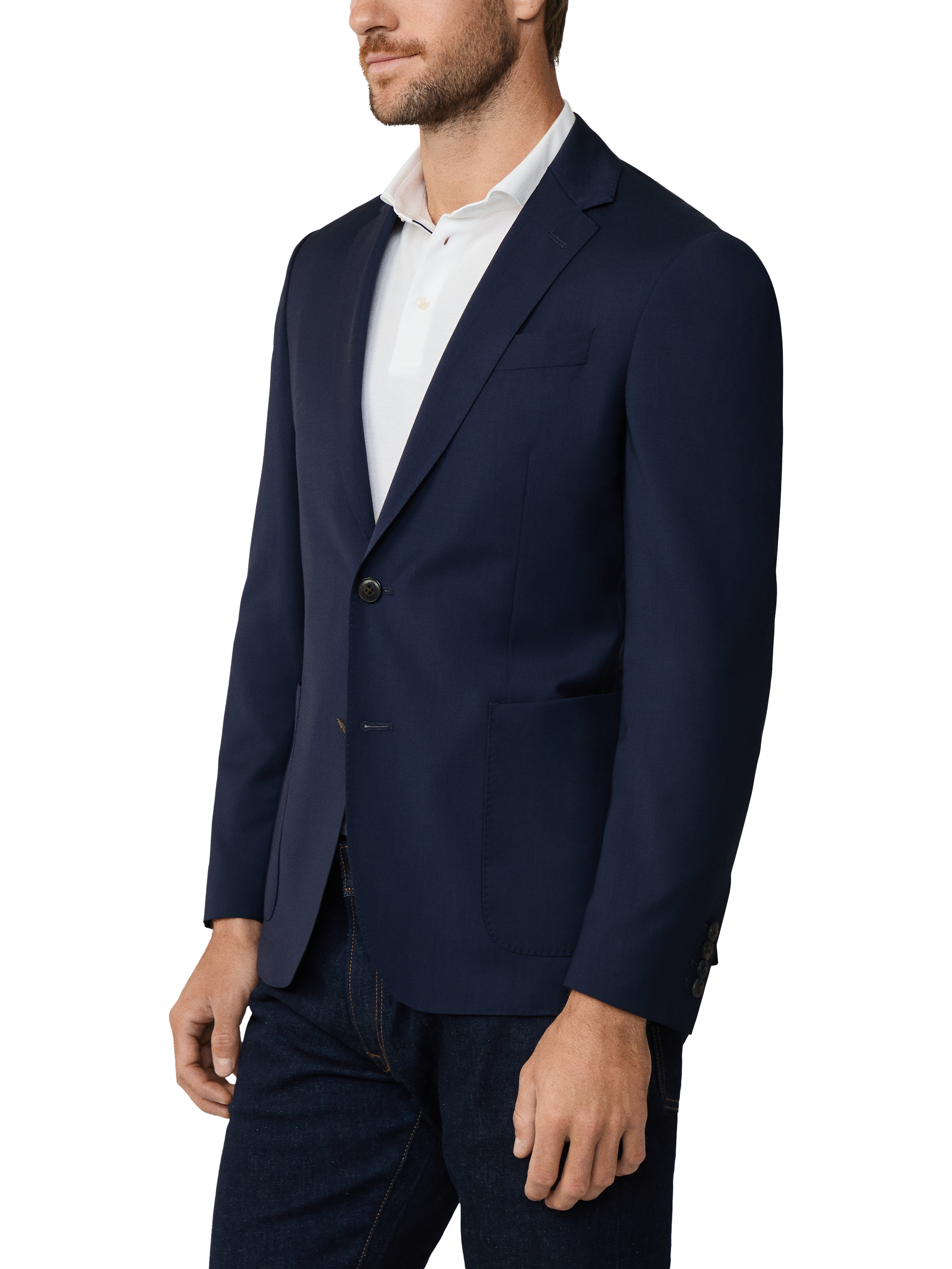 Product image 6 of 8, which shows Hackett London Single Breasted Wool Blazer, Navy, 36