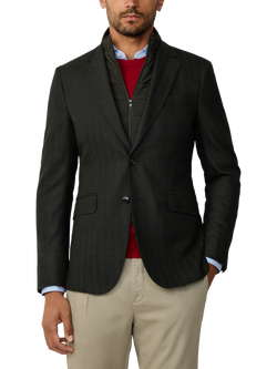 Hackett London Wool Herringbone Flannel Bibbed Blazer, Hunter Green