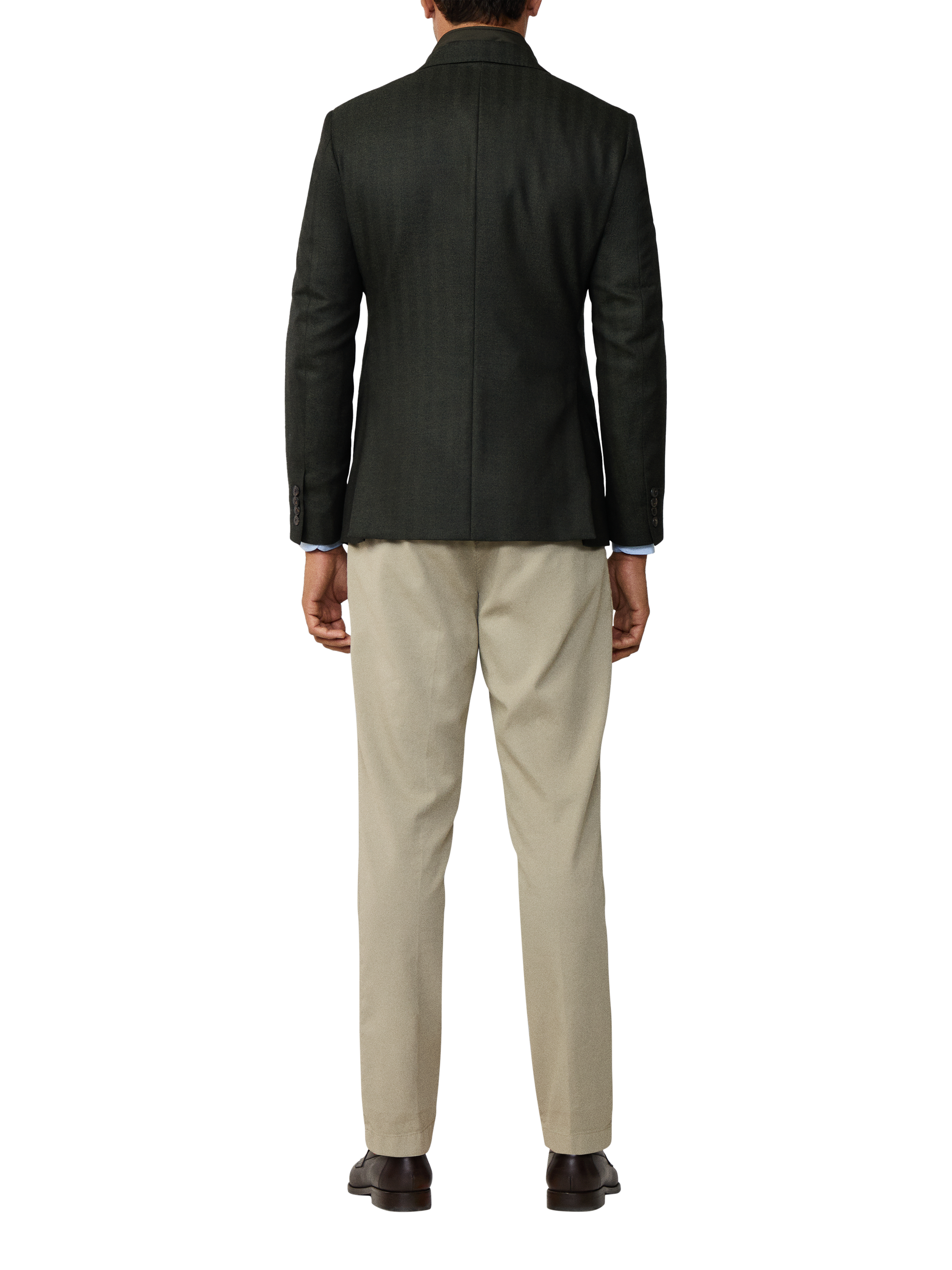 Product image 3 of 10, which shows Hackett London Wool Herringbone Flannel Bibbed Blazer, Hunter Green, 48