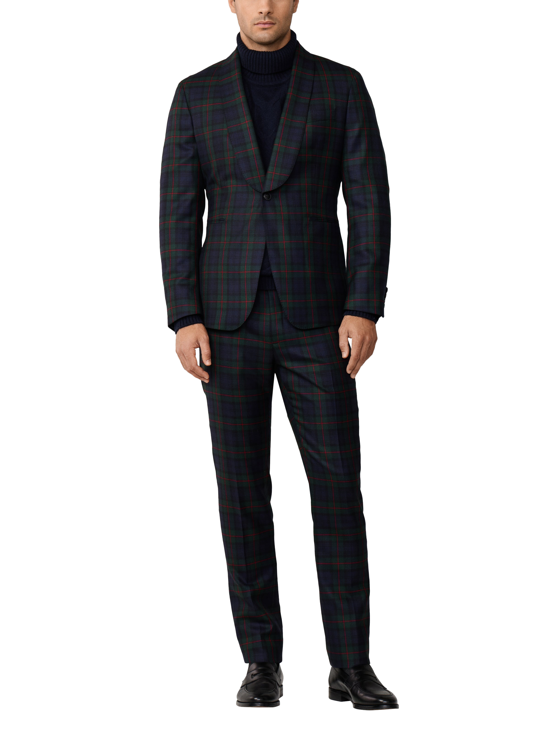 Product image 2 of 8, which shows Hackett London Tartan Wool Blazer, Emerald Green/Multi, 48