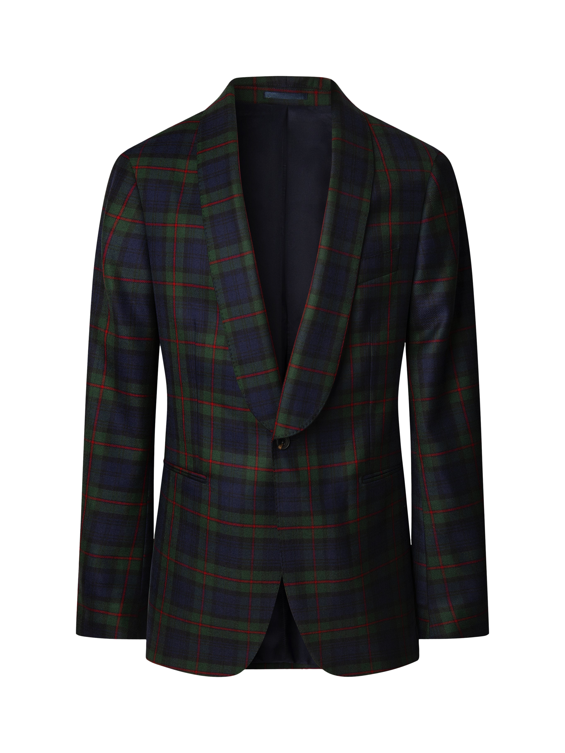 Product image 4 of 8, which shows Hackett London Tartan Wool Blazer, Emerald Green/Multi, 48