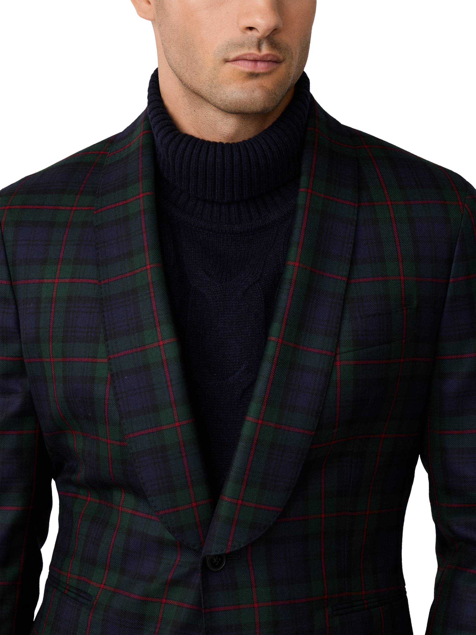 Product image 5 of 8, which shows Hackett London Tartan Wool Blazer, Emerald Green/Multi, 48