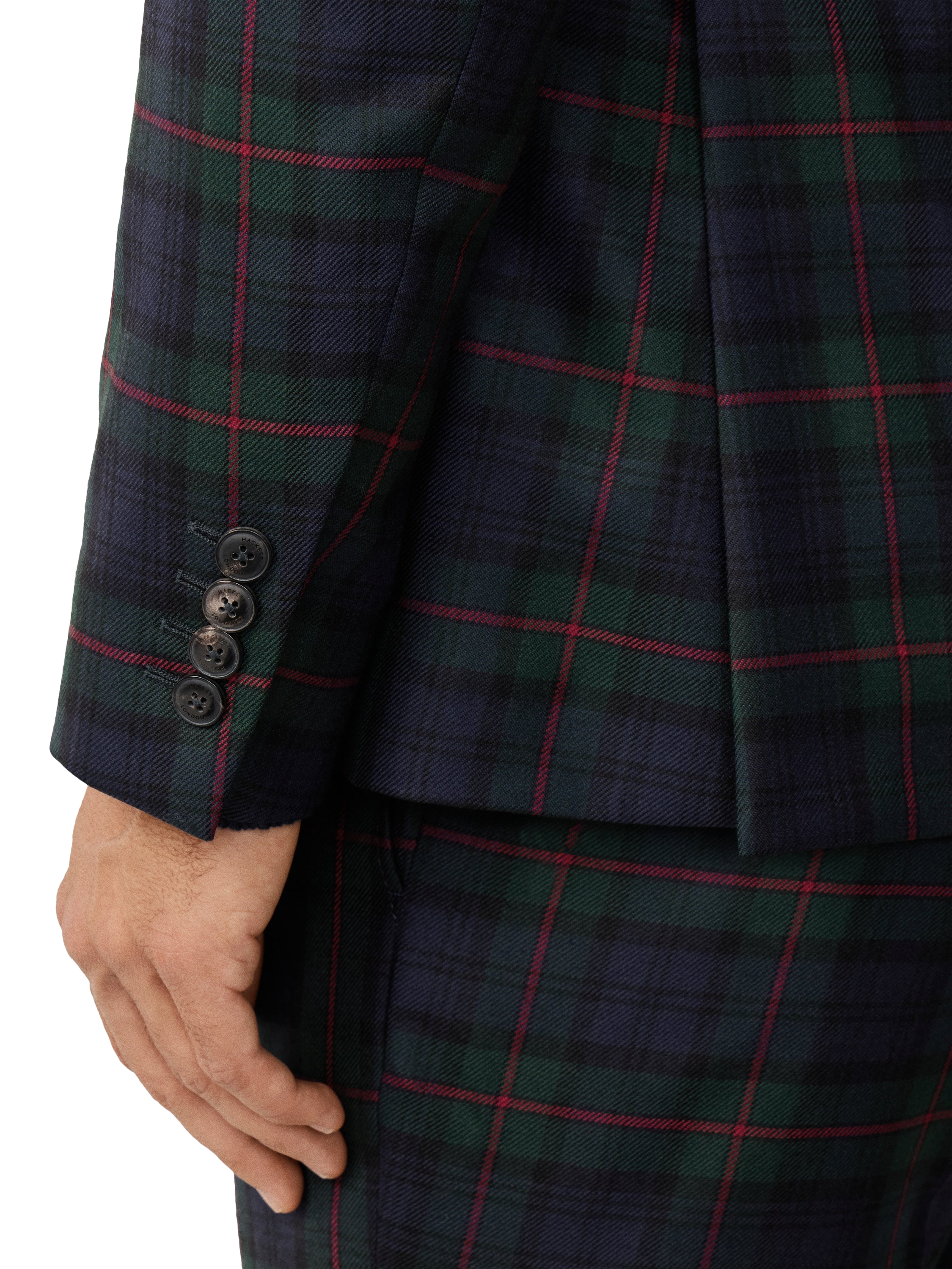 Product image 6 of 8, which shows Hackett London Tartan Wool Blazer, Emerald Green/Multi, 48