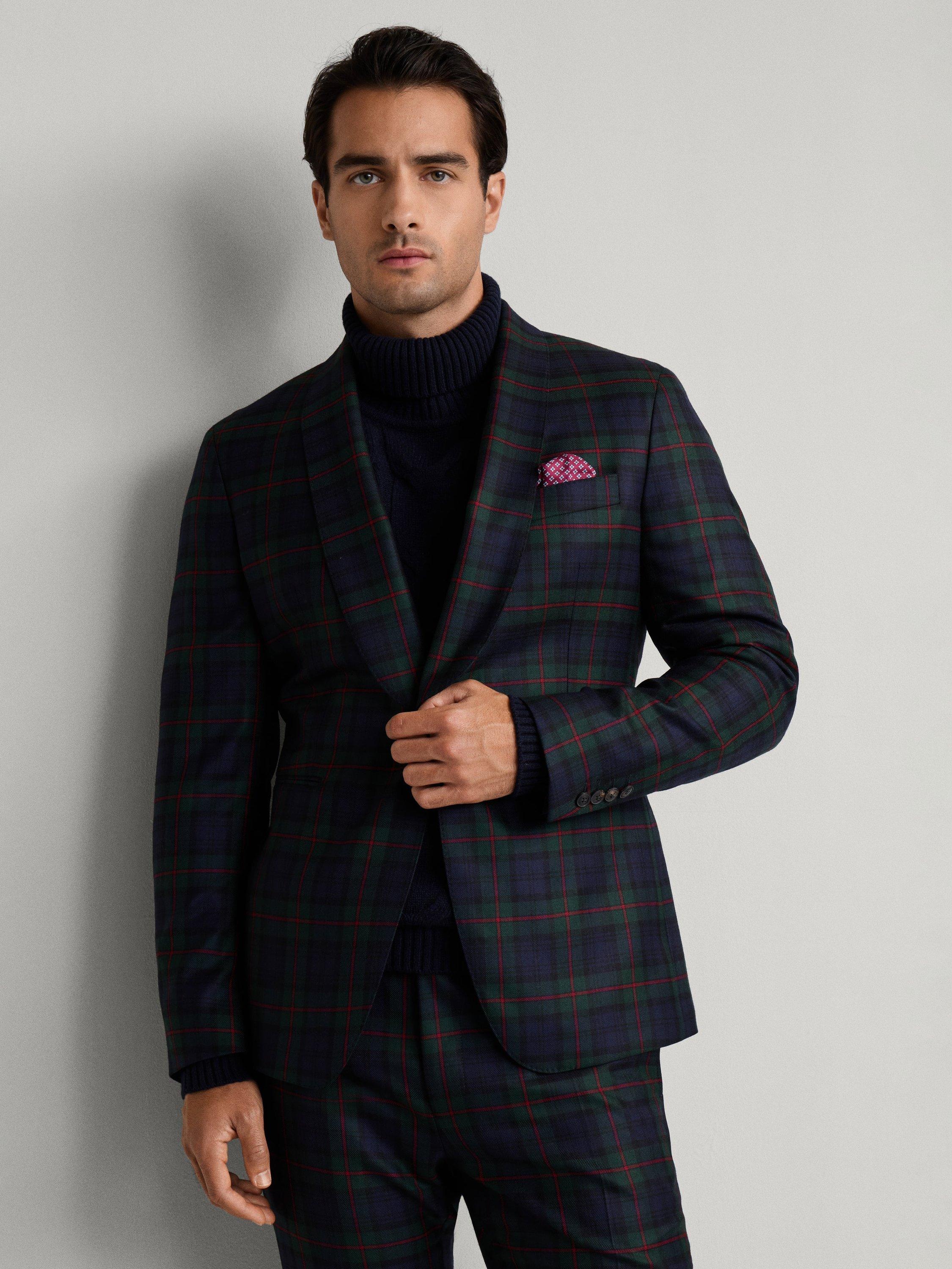 Product image 8 of 8, which shows Hackett London Tartan Wool Blazer, Emerald Green/Multi, 48