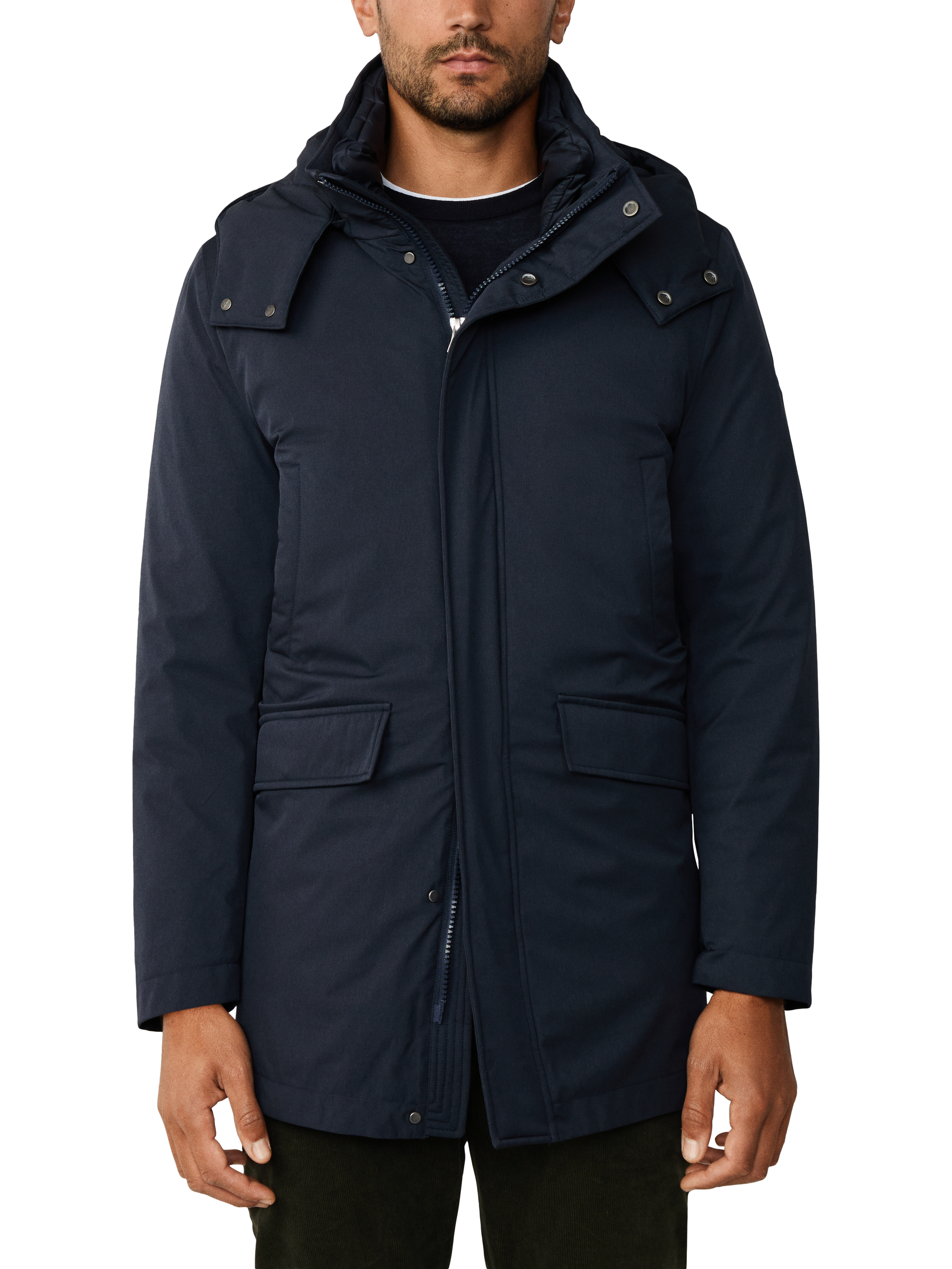 Product image 1 of 7, which shows Hackett London 3 in 1 Hooded Parka, Midnight Blue, XXL