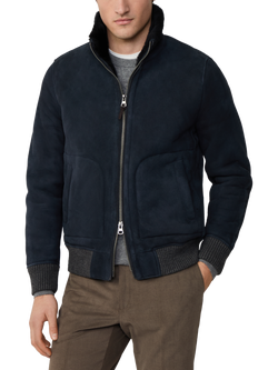 Hackett London Sheepskin Fleece Jacket, Midnight Blue, Midnight Blue