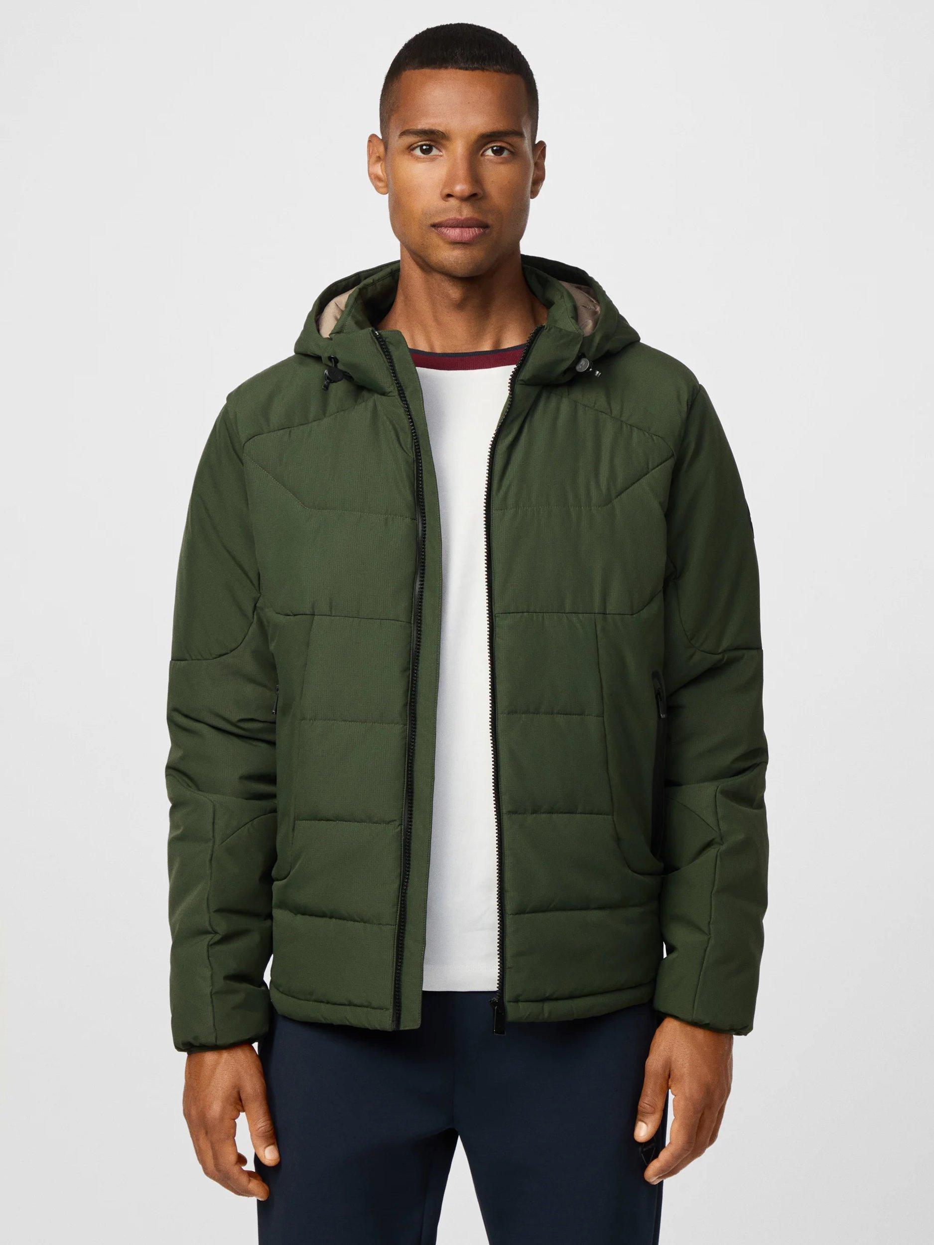 Product image 1 of 10, which shows Hackett London Hybrid Ripstop Puffer Jacket, Khaki Green, XXXL