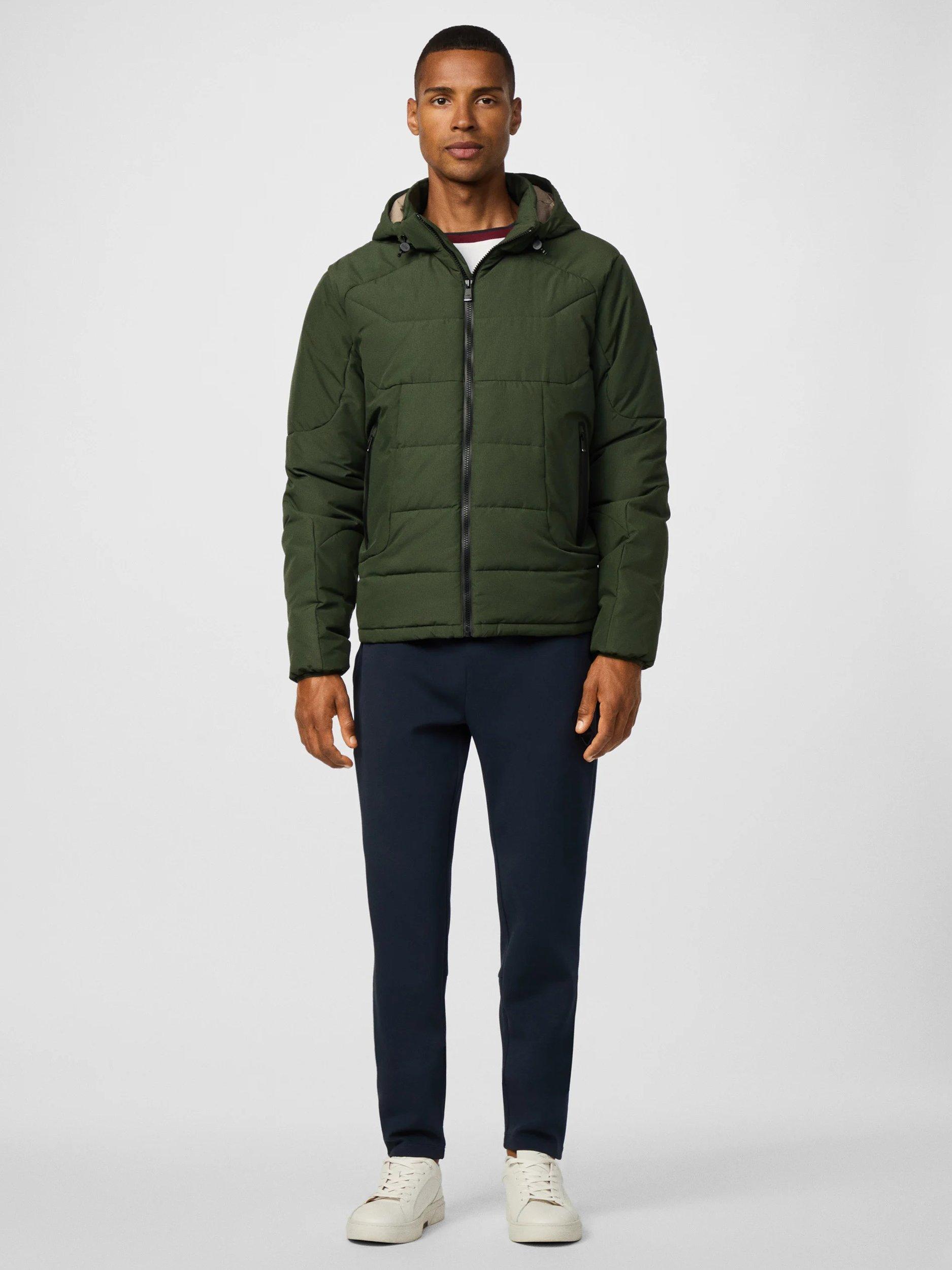 Product image 3 of 10, which shows Hackett London Hybrid Ripstop Puffer Jacket, Khaki Green, XXXL