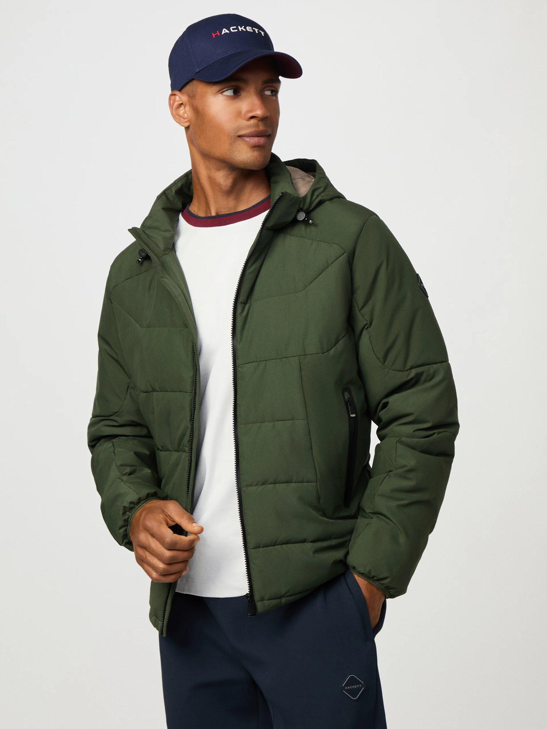 Product image 6 of 10, which shows Hackett London Hybrid Ripstop Puffer Jacket, Khaki Green, XXXL