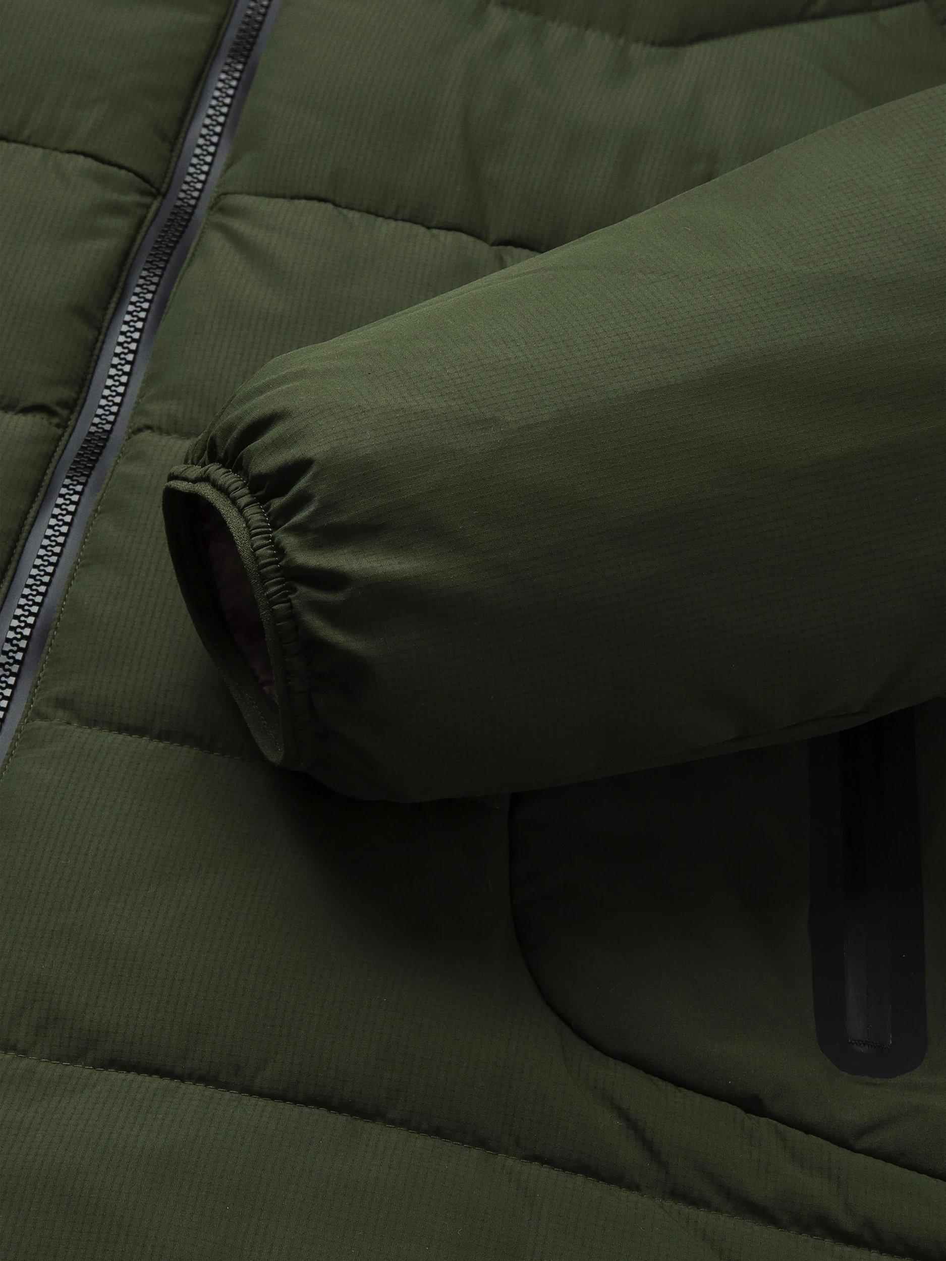 Product image 10 of 10, which shows Hackett London Hybrid Ripstop Puffer Jacket, Khaki Green, XXXL