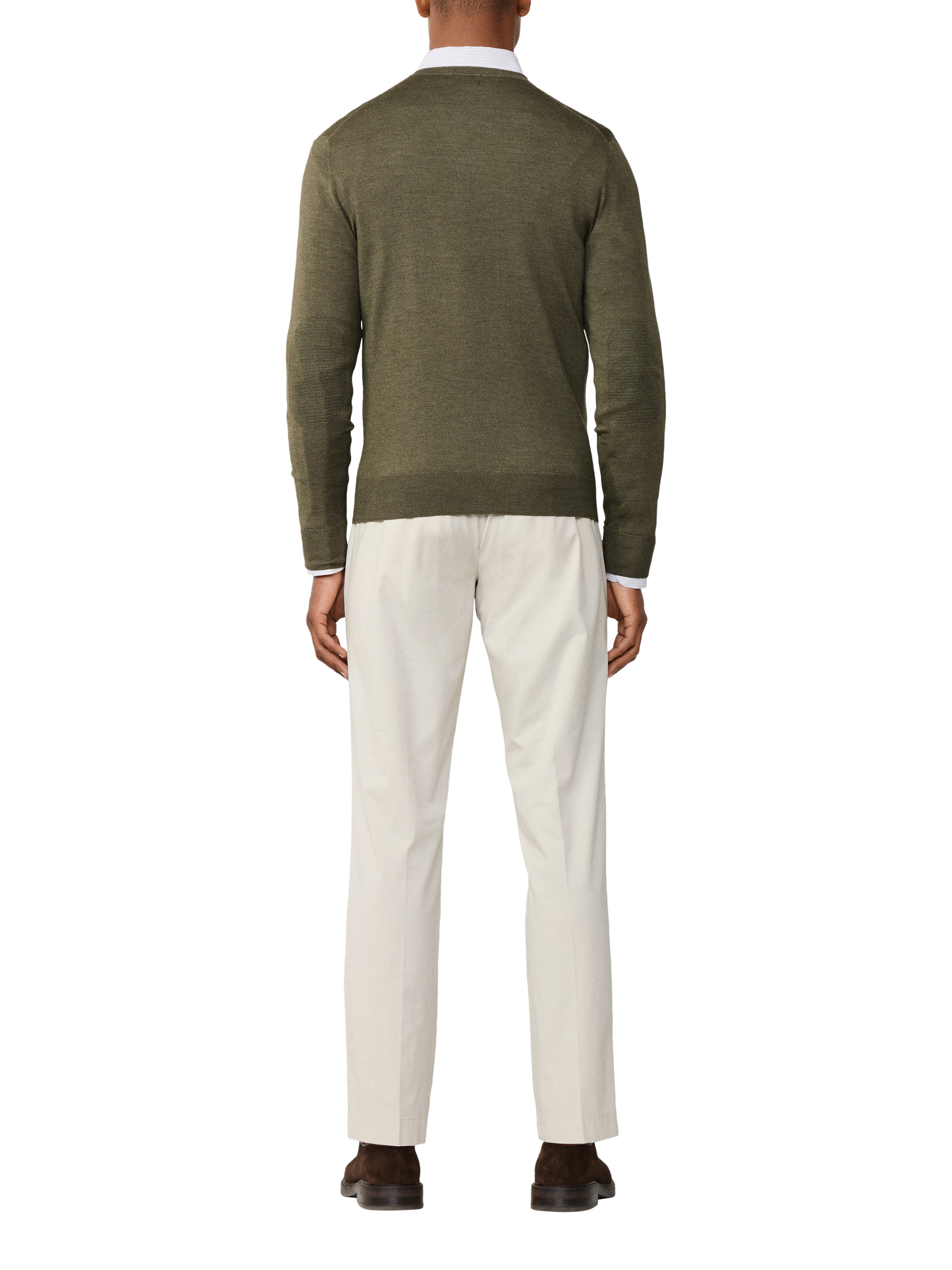 Product image 3 of 8, which shows Hackett London V Neck Wool Silk Blend Jumper, Cargo Green, XXL