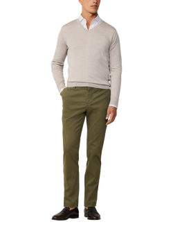 Hackett London Merino Wool Silk V-Neck Jumper - view 2, Stone Beige