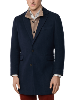 Hackett London Wool Overcoat, Navy