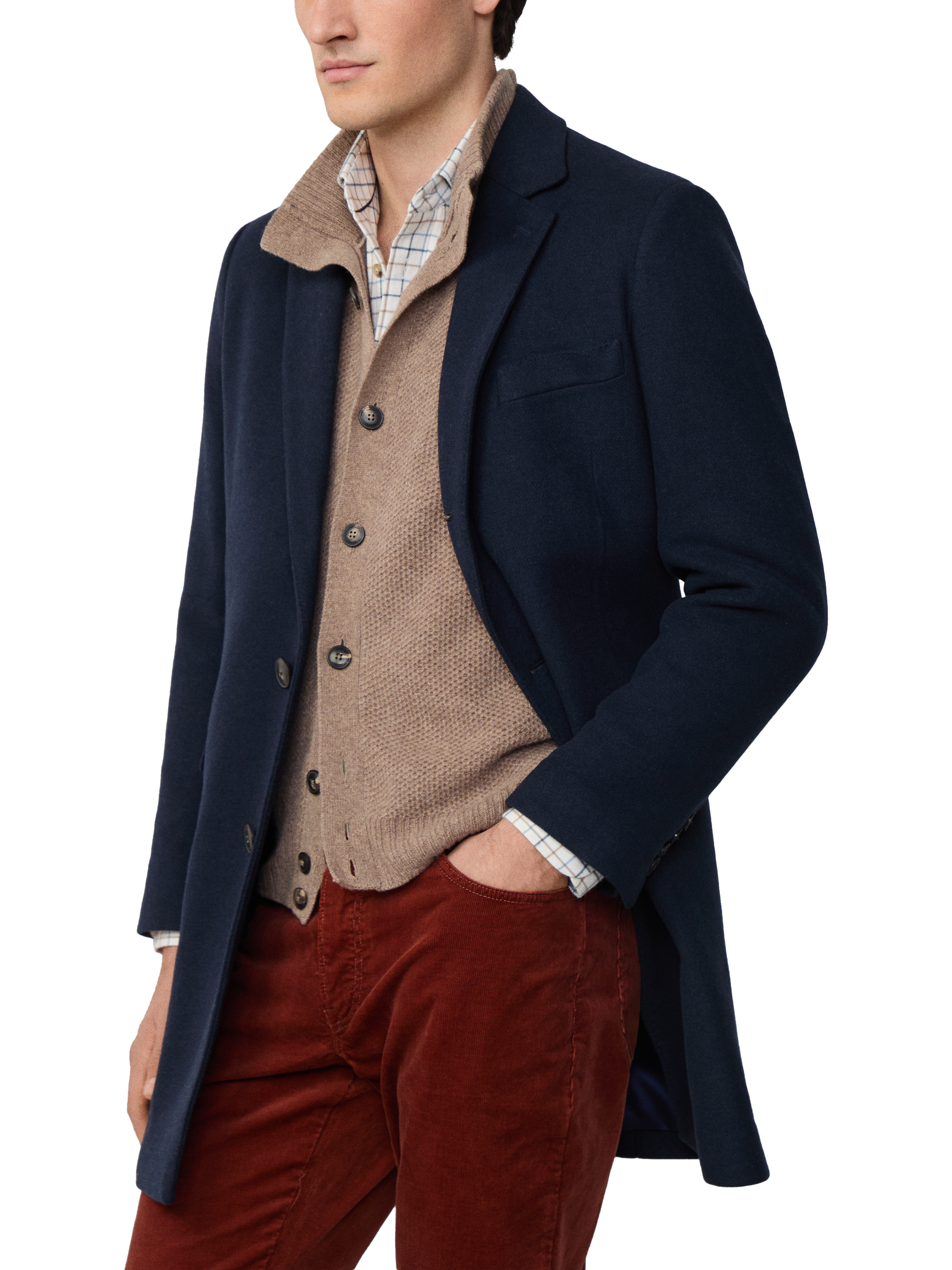 Product image 6 of 7, which shows Hackett London Wool Overcoat, Navy, 34R