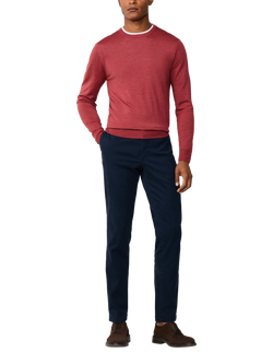 Hackett London Crew Neck Merino Wool Silk Blend Jumper - view 2, Burnt Red