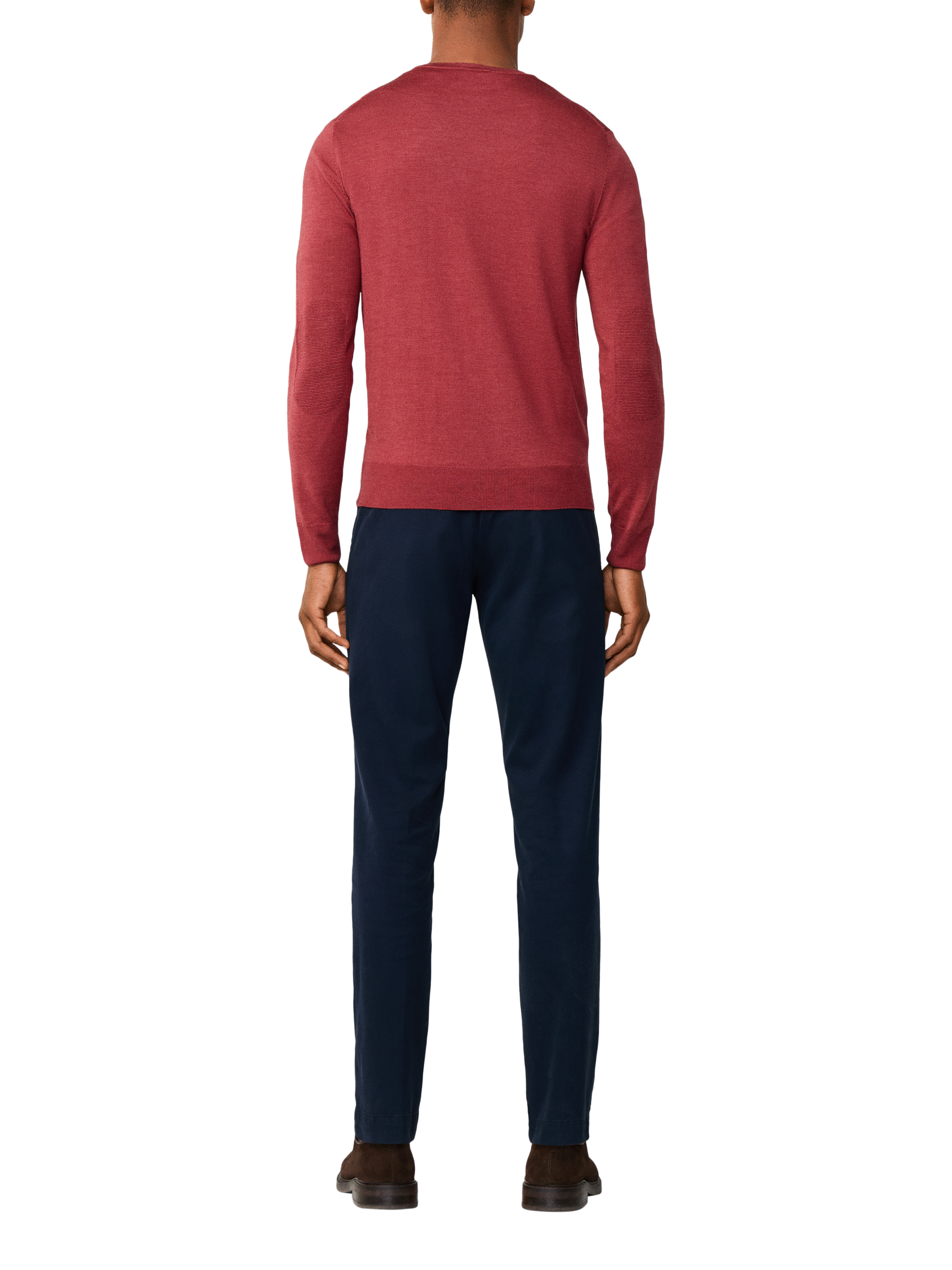 Product image 3 of 8, which shows Hackett London Crew Neck Merino Wool Silk Blend Jumper, Burnt Red, XXL