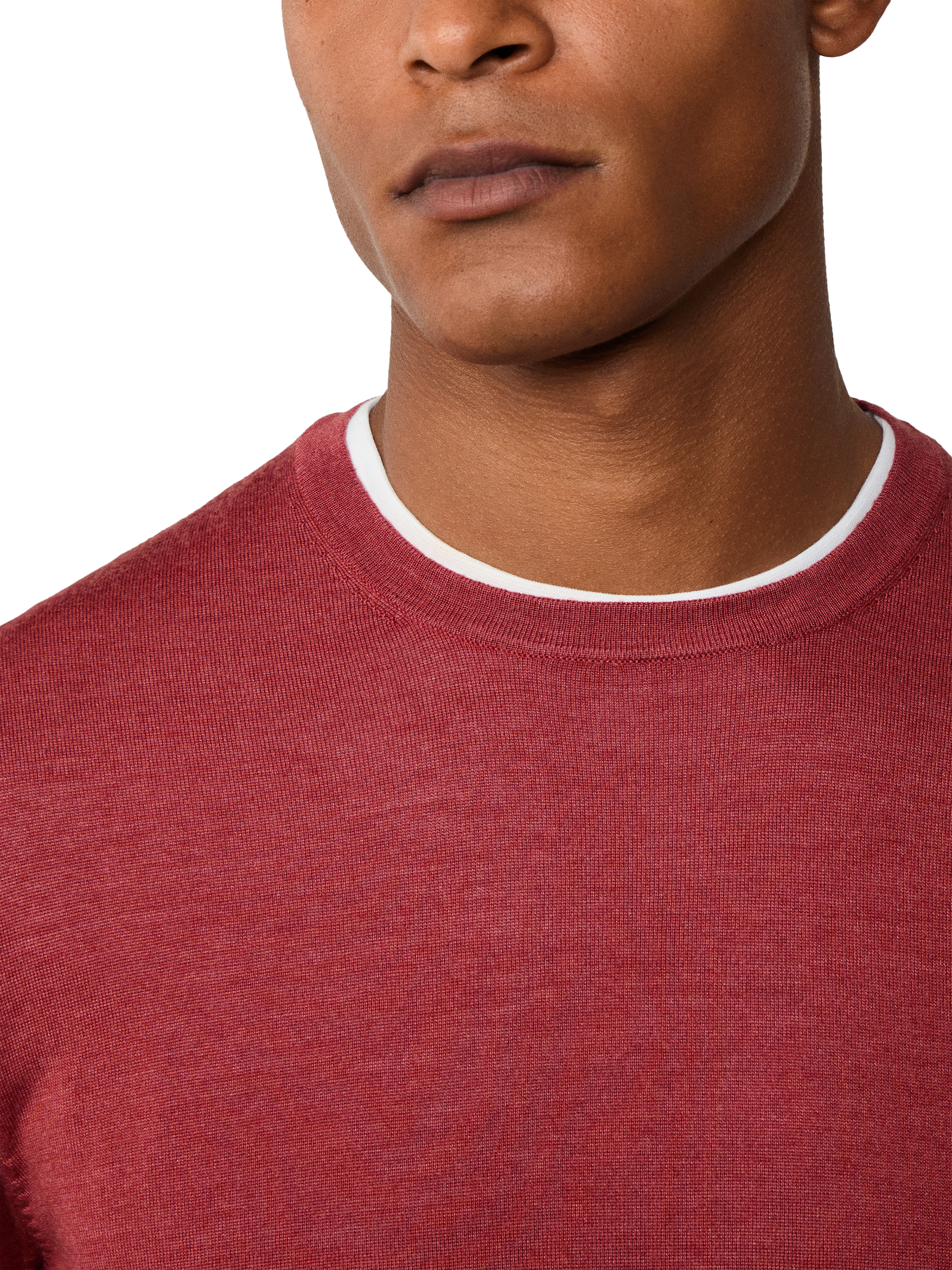 Product image 4 of 8, which shows Hackett London Crew Neck Merino Wool Silk Blend Jumper, Burnt Red, XXL