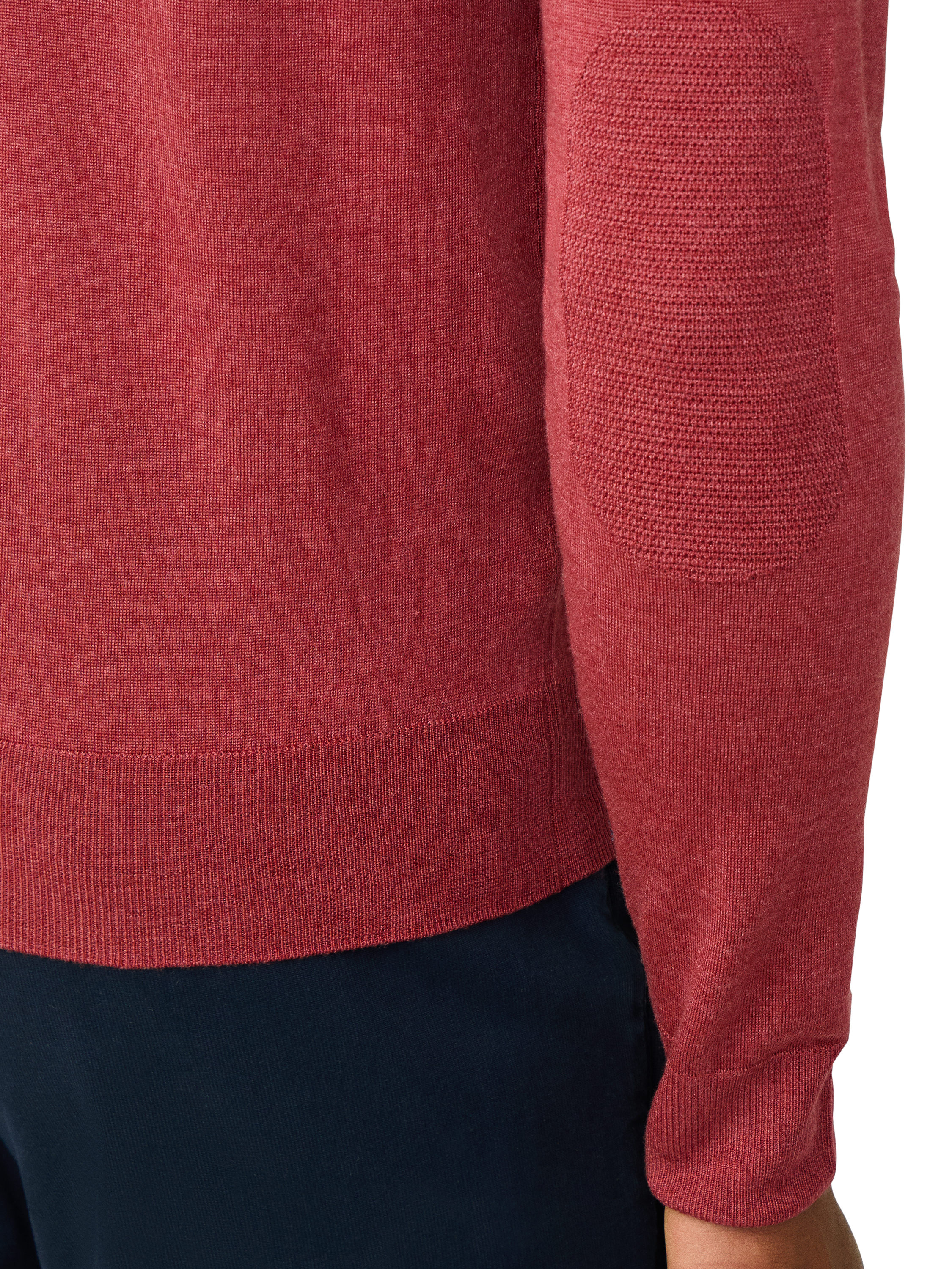Product image 5 of 8, which shows Hackett London Crew Neck Merino Wool Silk Blend Jumper, Burnt Red, XXL