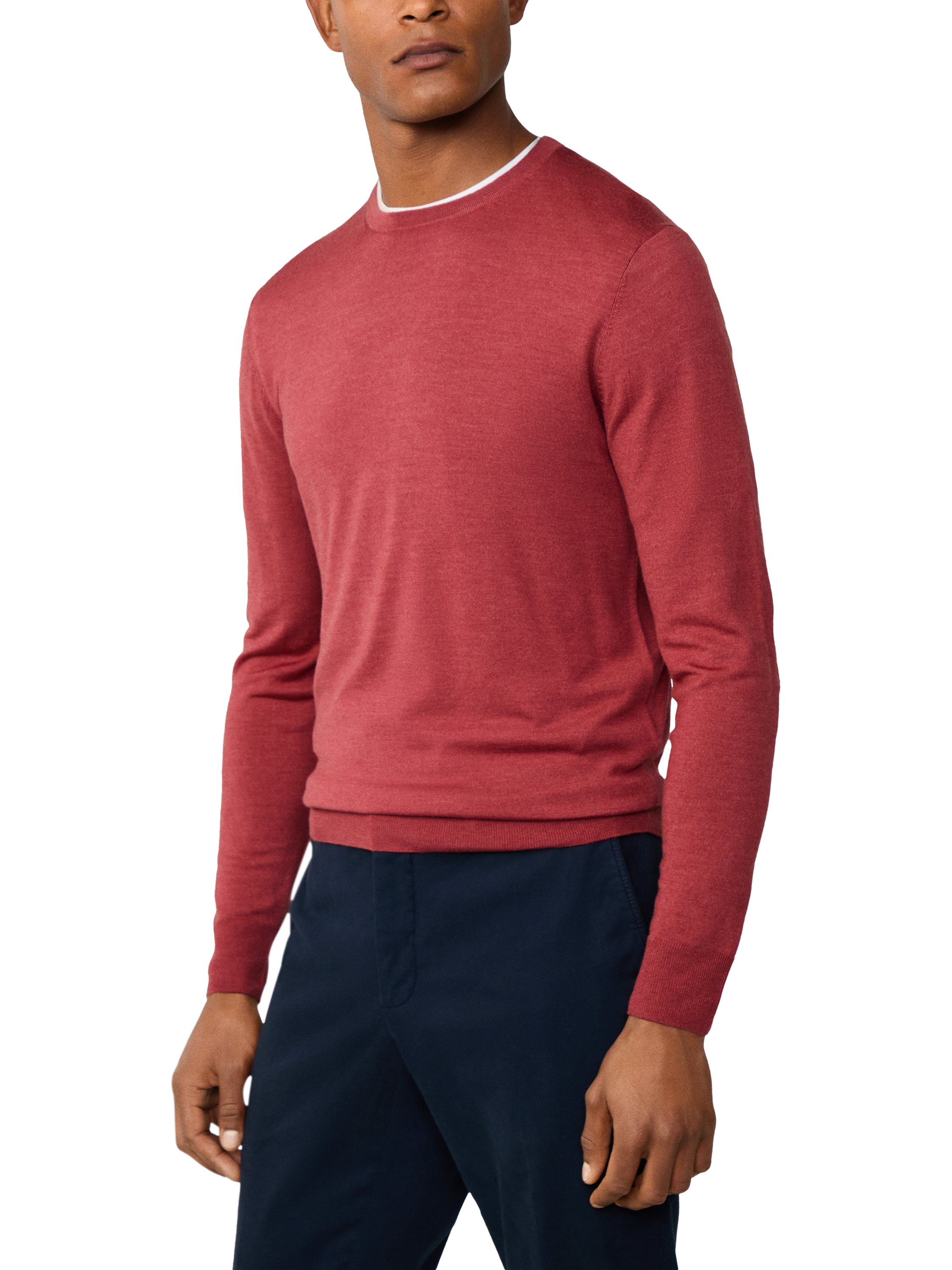 Product image 6 of 8, which shows Hackett London Crew Neck Merino Wool Silk Blend Jumper, Burnt Red, XXL