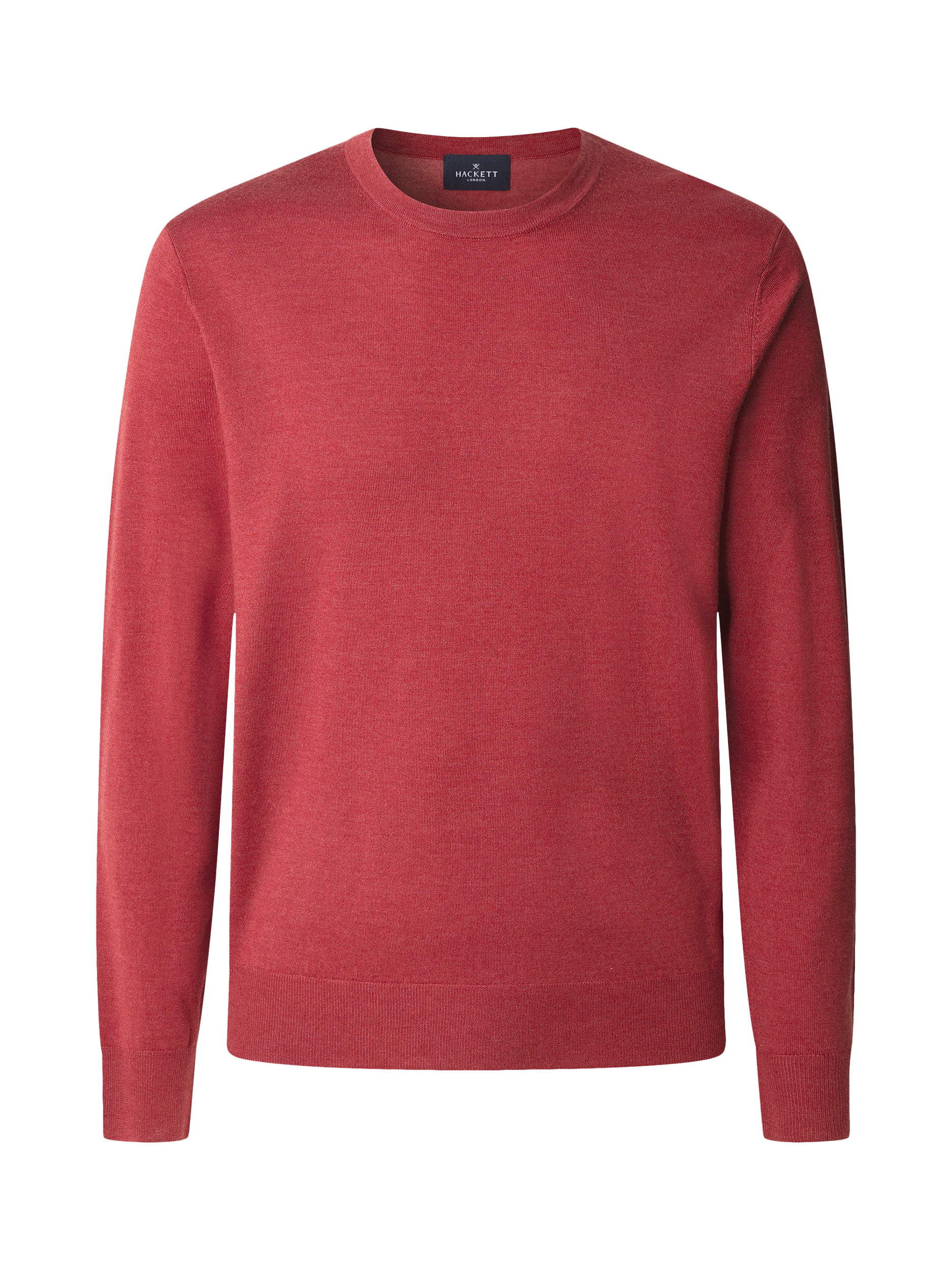 Product image 7 of 8, which shows Hackett London Crew Neck Merino Wool Silk Blend Jumper, Burnt Red, XXL