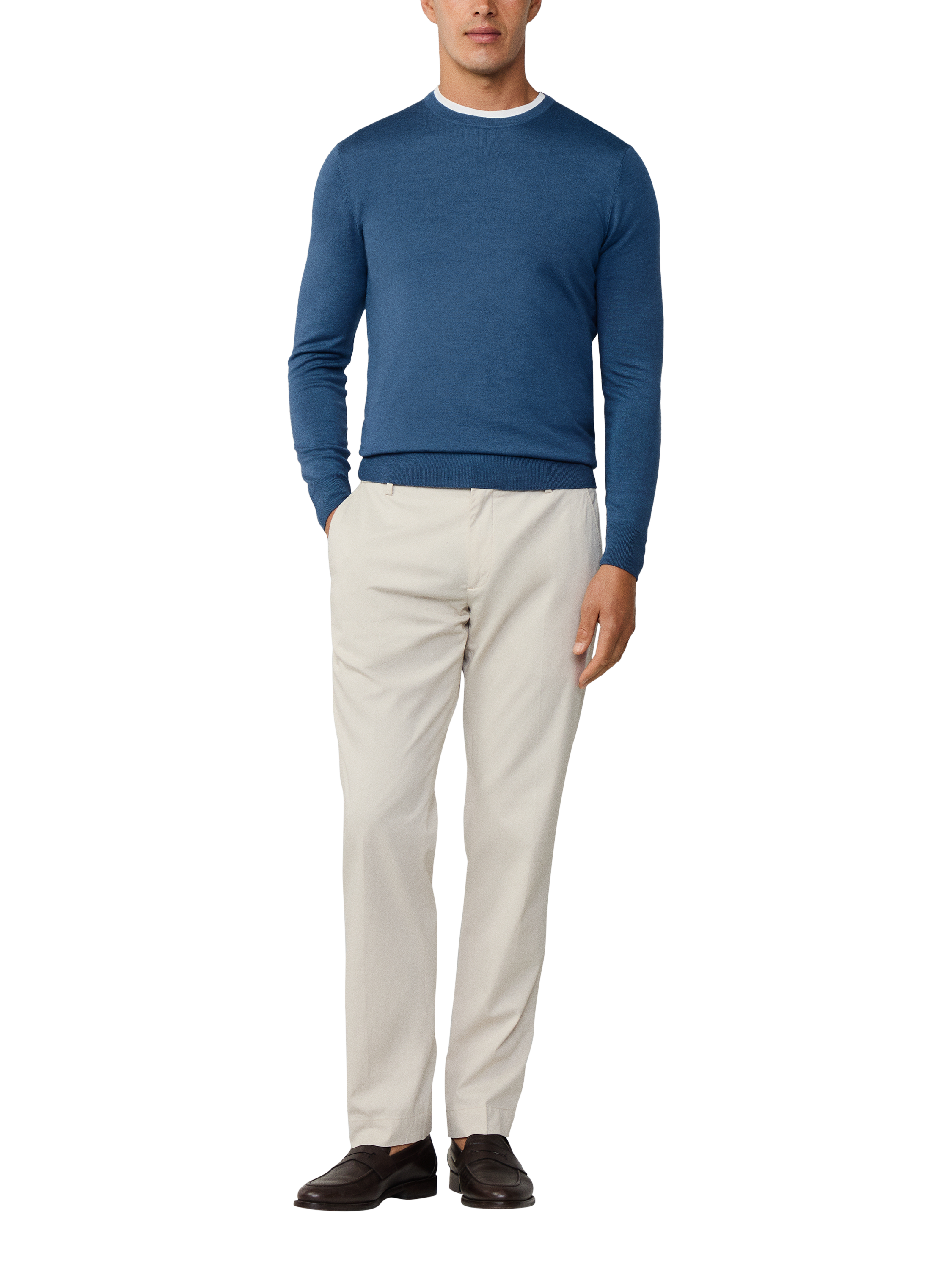 Product image 2 of 6, which shows Hackett London Wool Crew Neck Jumper, Dark Denim Blue, XXL