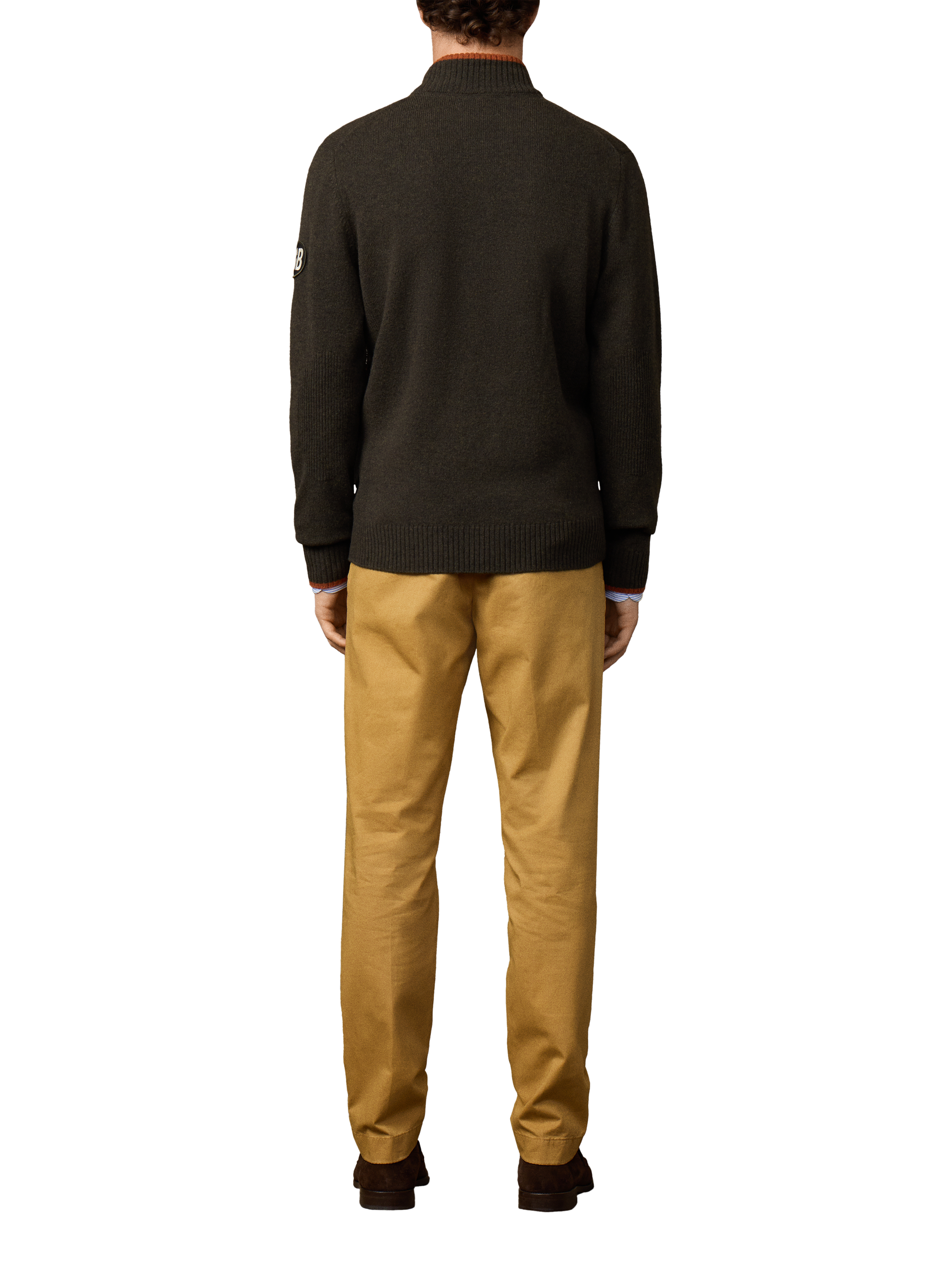 Product image 3 of 6, which shows Hackett London Wool Zip Neck Jersey Cardigan, Hunter Green, XXXL