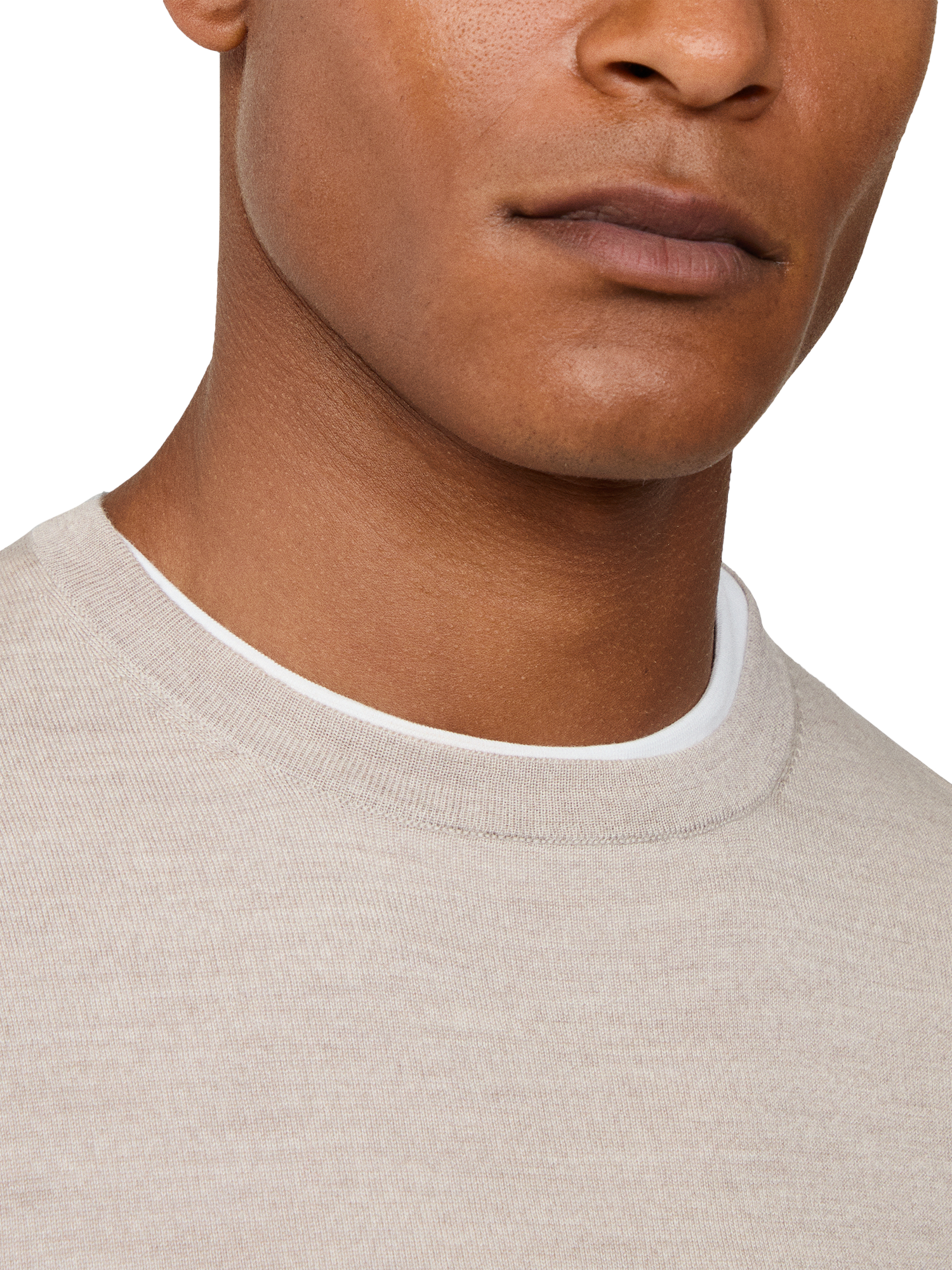 Product image 4 of 6, which shows Hackett London Wool Crew Neck Jumper, Stone Beige, XXXL