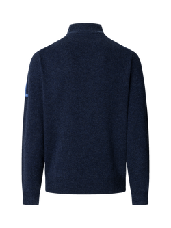 Hackett London Wool High Zip Neck Jumper - view 2, Ink Blue
