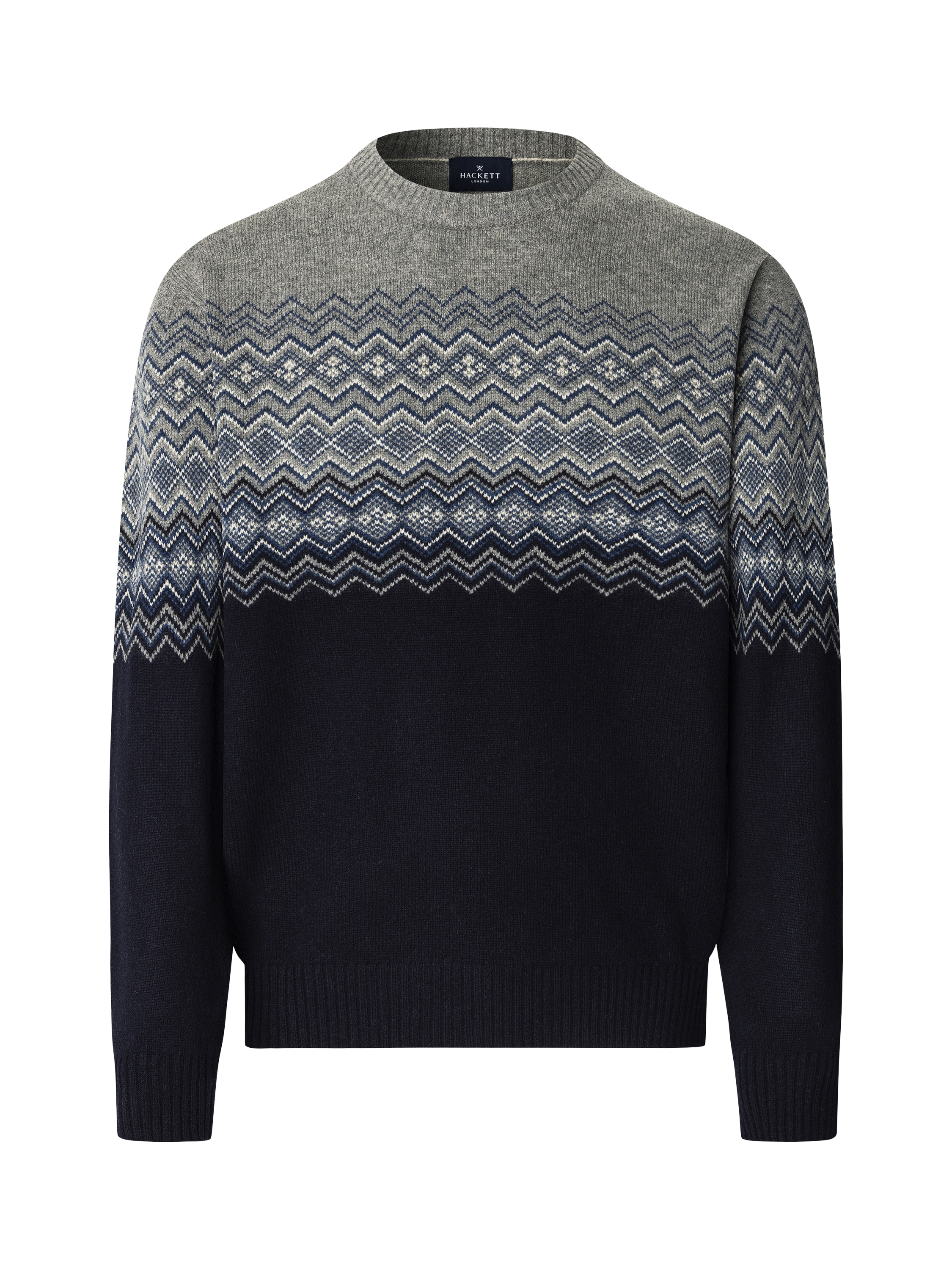 Product image 4 of 7, which shows Hackett London Fairisle Jumper, Midnight Blue, XXXL