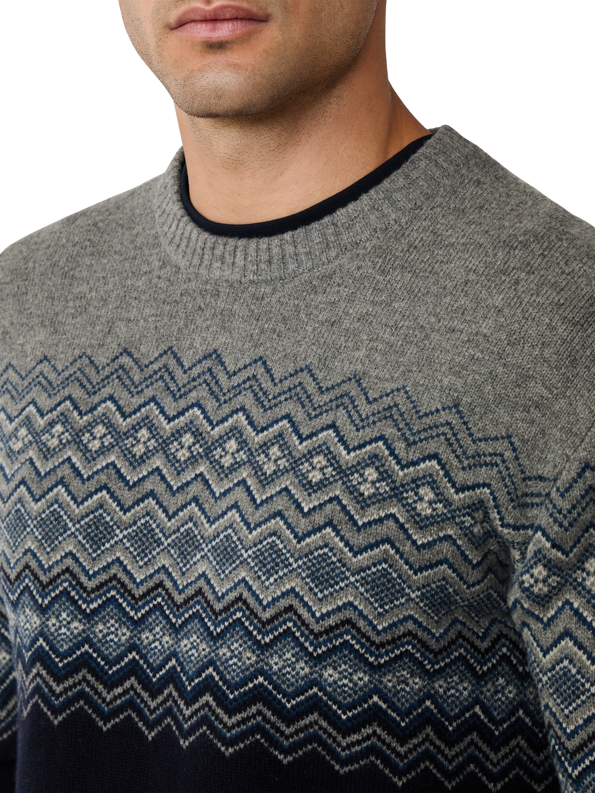 Product image 5 of 7, which shows Hackett London Fairisle Jumper, Midnight Blue, XXXL