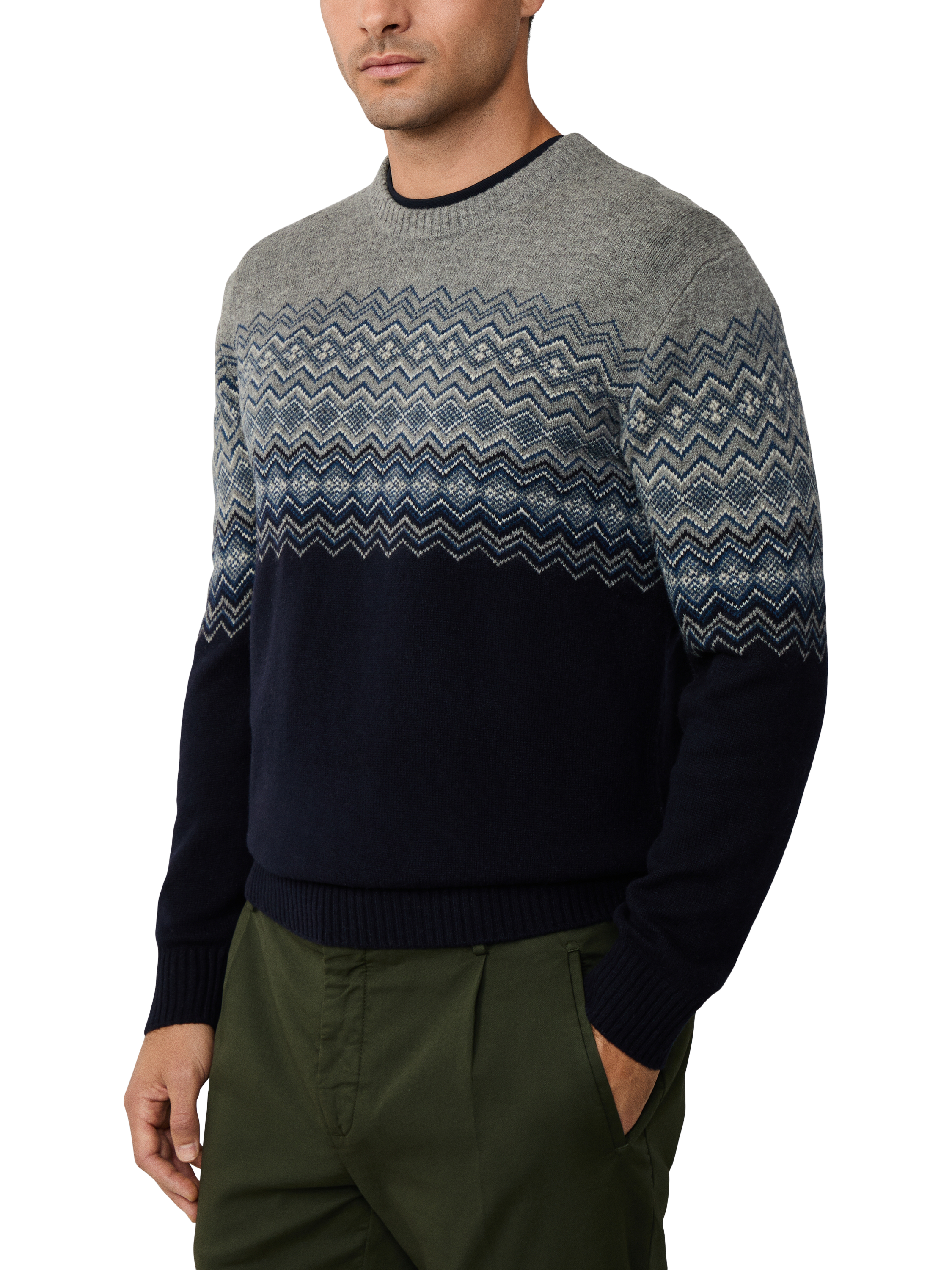 Product image 6 of 7, which shows Hackett London Fairisle Jumper, Midnight Blue, XXXL