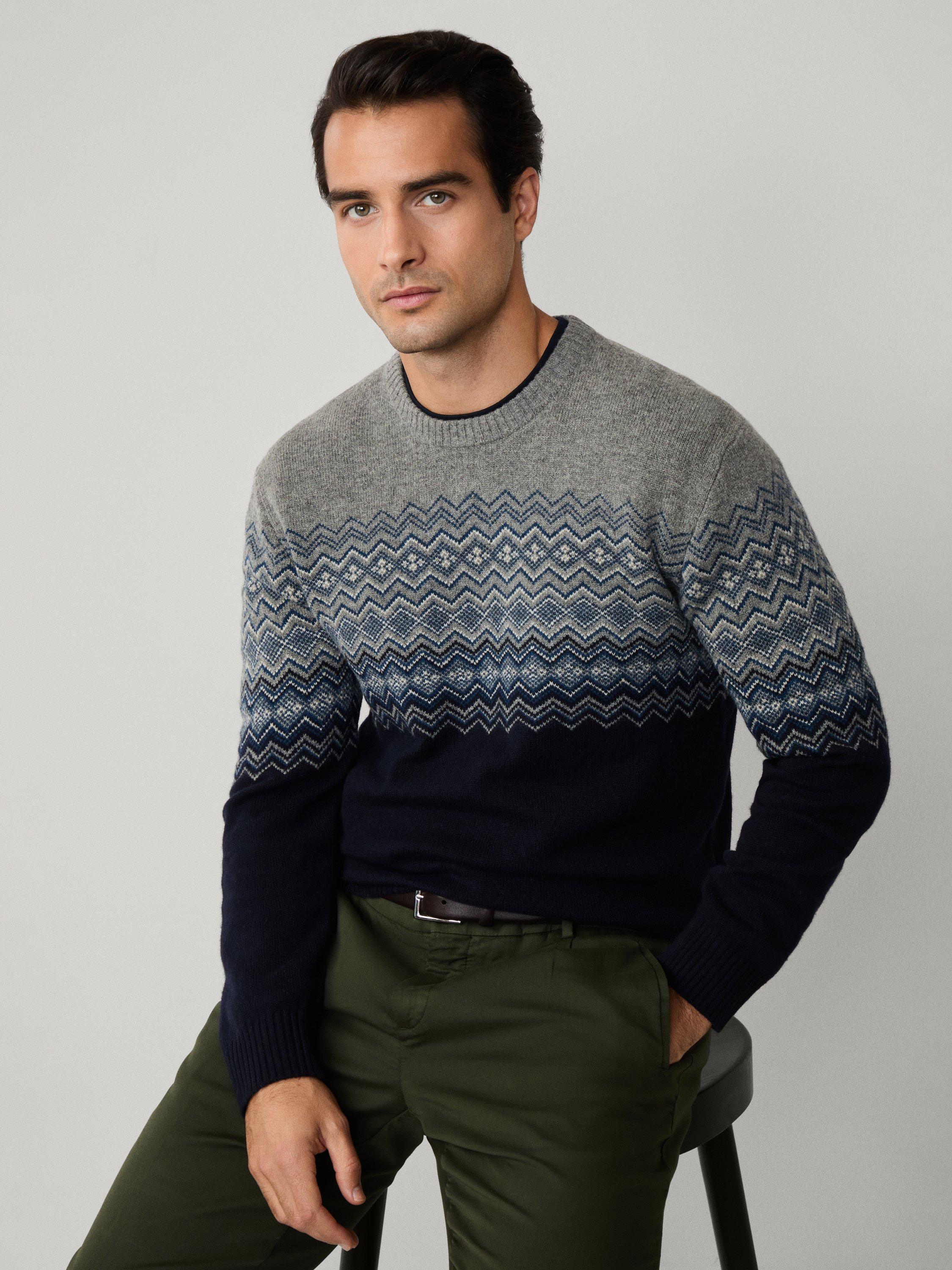 Product image 7 of 7, which shows Hackett London Fairisle Jumper, Midnight Blue, XXXL