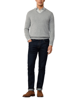 Hackett London V Neck Wool Cashmere Blend Jumper - view 2, Metal Grey