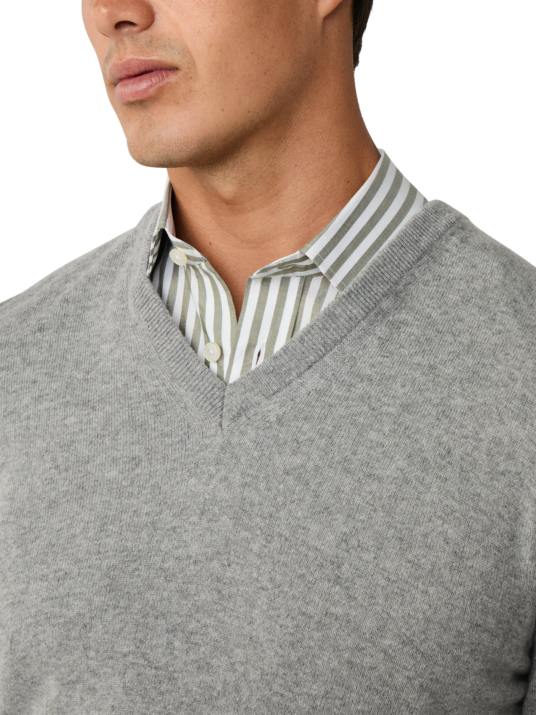 Product image 4 of 7, which shows Hackett London V Neck Wool Cashmere Blend Jumper, Metal Grey, XXXL