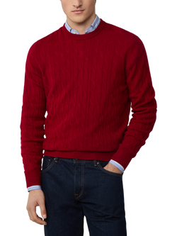 Hackett London Classic Cable Crew Neck Jumper, Chilli Red, Chilli Red