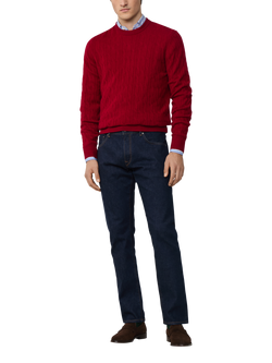 Hackett London Classic Cable Crew Neck Jumper, Chilli Red - view 2, Chilli Red
